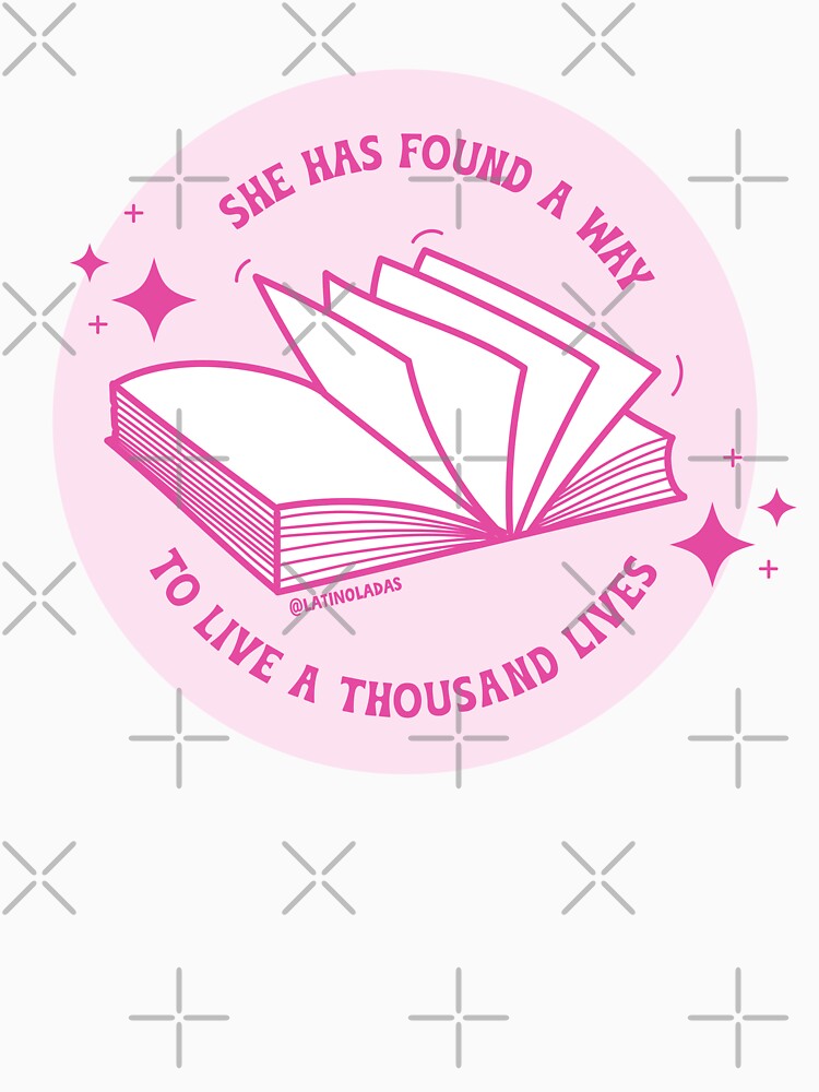She Has Found A Way To Live A Thousand Lives / Aesthetic Hot Pink Bookish Quote Bookworm Sayings Cute Kindle Lovers Decor for Romance Readers by Latinoladas