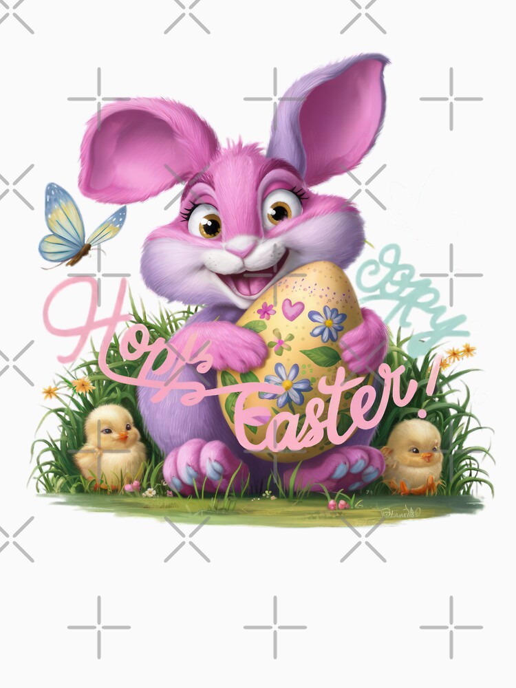 funny easter pink bunny with Easter eggs,Happy Easter,Easter Humor,Easter Day,funny easter design by Expressions-Sel