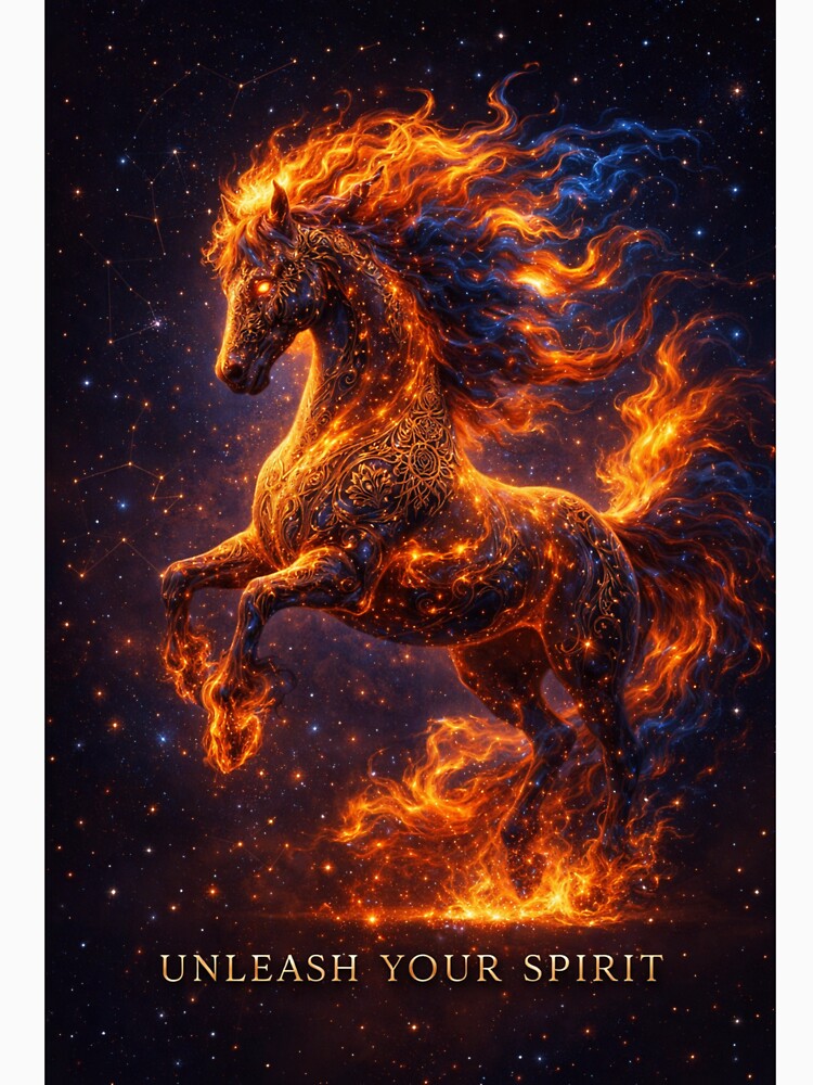 Celestial Fire Horse 2026 - Luxury Gold Lunar New Year Wall Art & Spirit Decor by MonaRose_Art