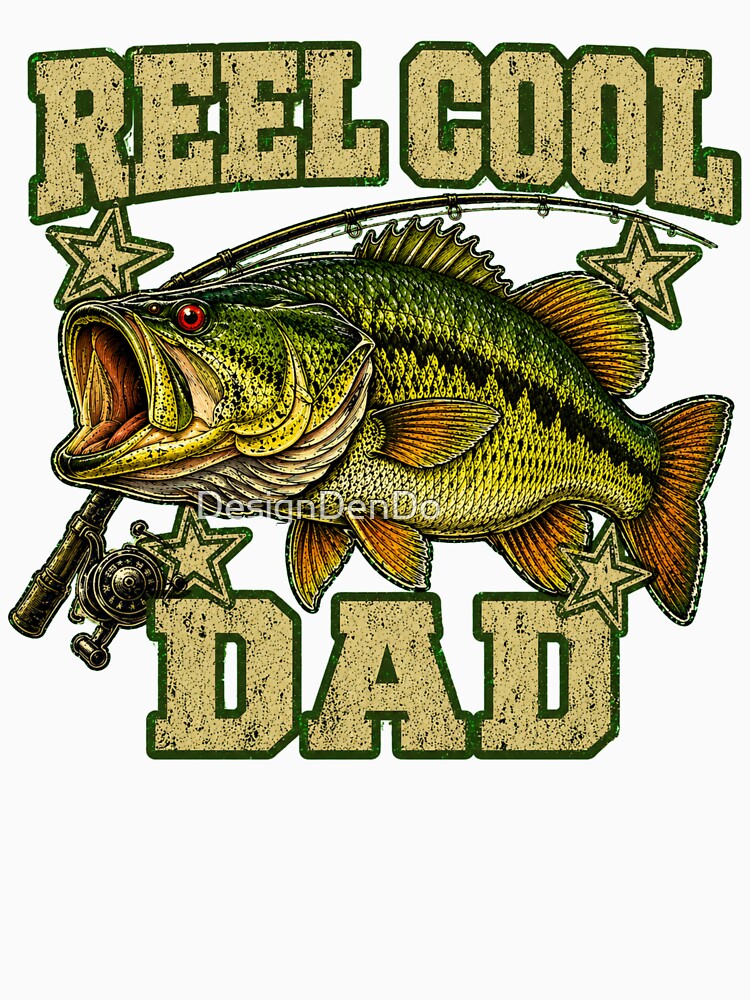 Reel Cool Dad, Fishing Fathers Day, Bass Fish Dad, Distressed Camo Dad, Funny Dad by DesignDenDo ⭐⭐⭐⭐⭐