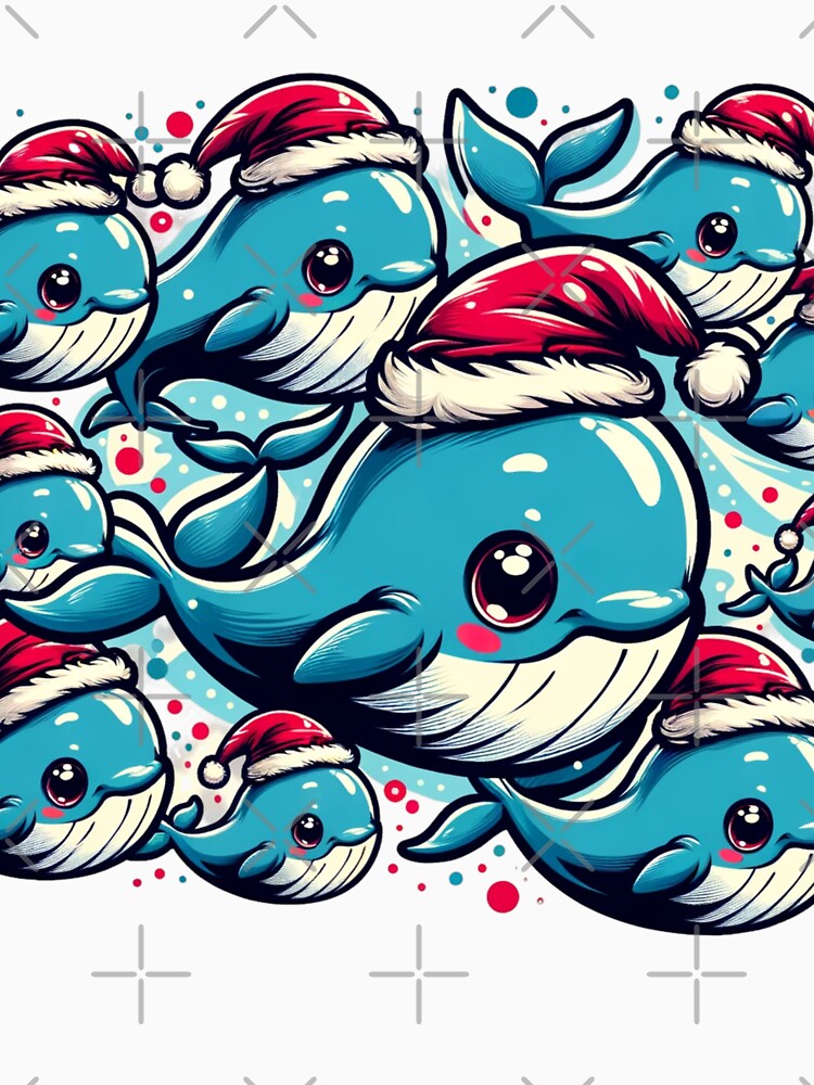 Festive Fins - Jolly Whales in Holiday Gear by ArtFeverShop
