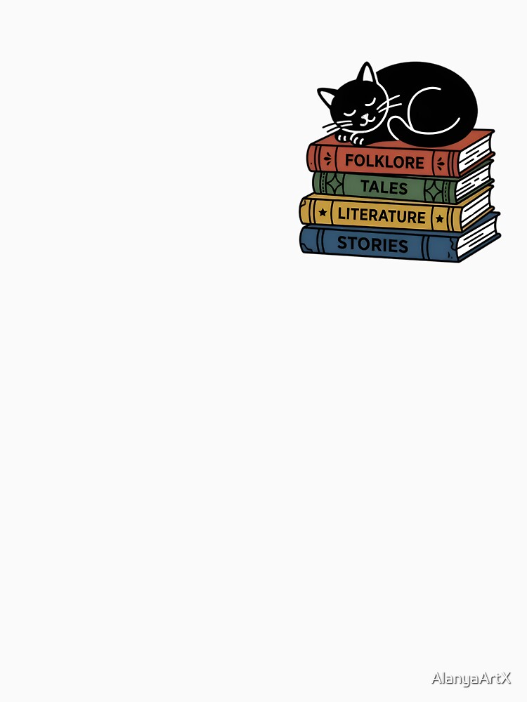 Peaceful Sleeping Cat on Aesthetic Vintage Book Stack by AlanyaArtX