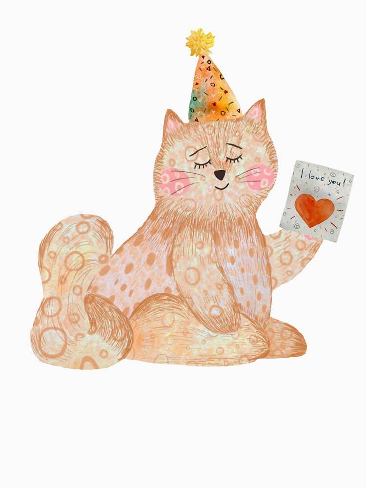 Cat toy pink card happy birthday watercolor violet by Yana Mustafina | Boho Soulful Designs