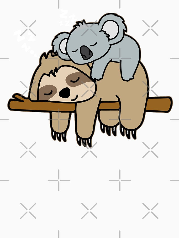 Funny Lazy Sloth With Baby Koala Mama Bear Sleeping by cxytees