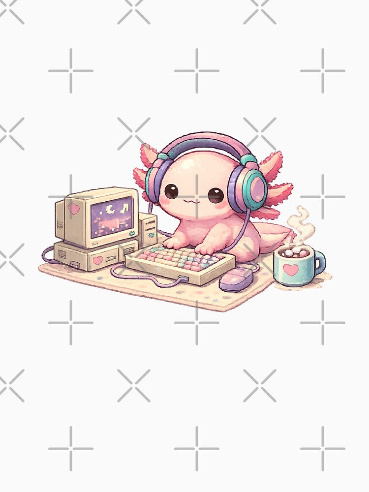 Cozy Gamer Axolotl Pixel Art – Lo-Fi Chill Aesthetic by Bratak