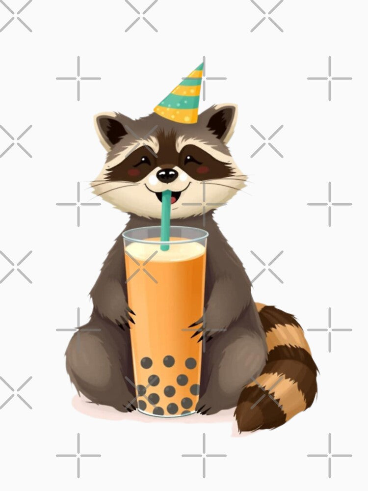 Raccoon Boba tea milktea Party Hat happy birthday kawaii gift funny christmas happy by CheeseBlueprint