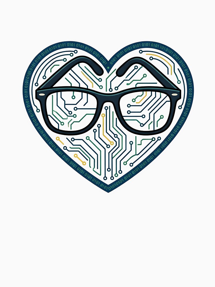 Geeky Heart with Glasses and Circuit Lines by Byte-shirt