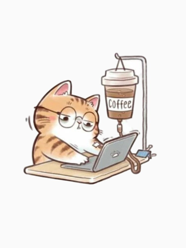 a caffeinated cat on a mission, cat, coffee, work by Atexqy-Artistry