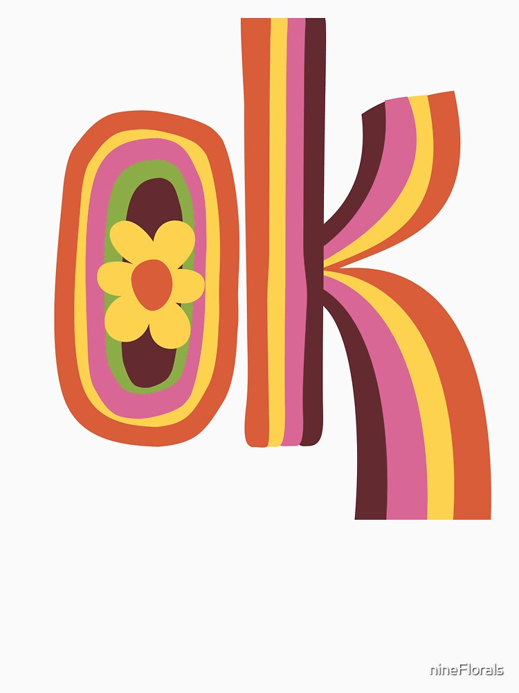 Groovy Rustic OK Typography - 70s Flower Power Aesthetic by nineFlorals