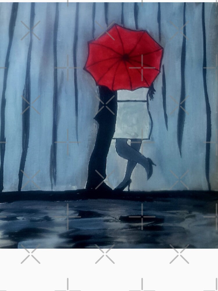 couple under umbrella - winter couple - feel free - vintage art handmade by doitwithlove