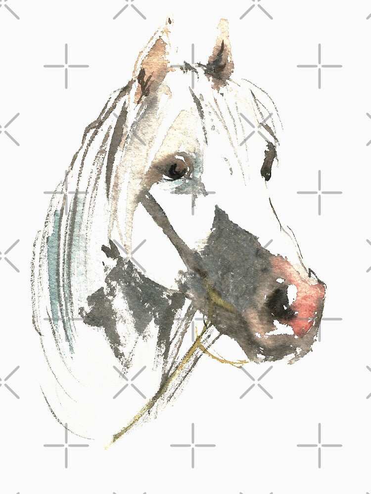 Horse Head. I love horse. Wild horse. White horse. Watercolor horse. Horse lover. by ZheltakovaIana