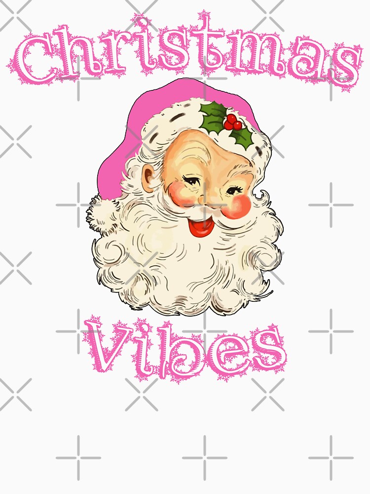 Christmas Vibes Retro Pink Santa Claus Classic Vintage Christmas by treasure-crafts