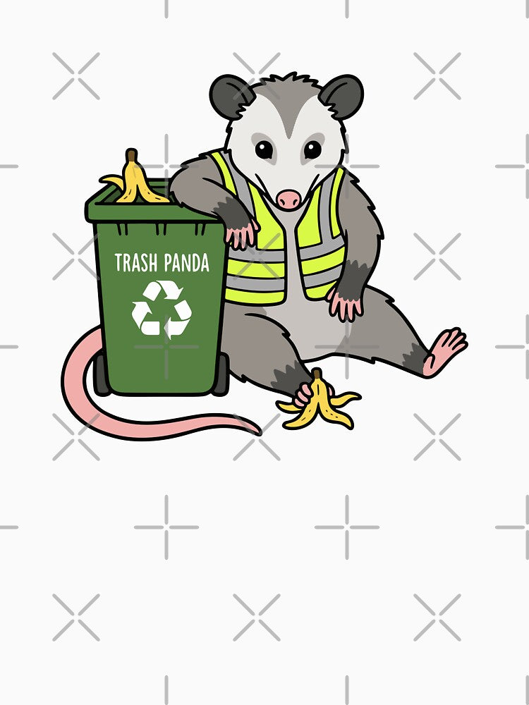Trash Panda – Funny Opossum Recycling Worker Cute Animal Humor by cladeart