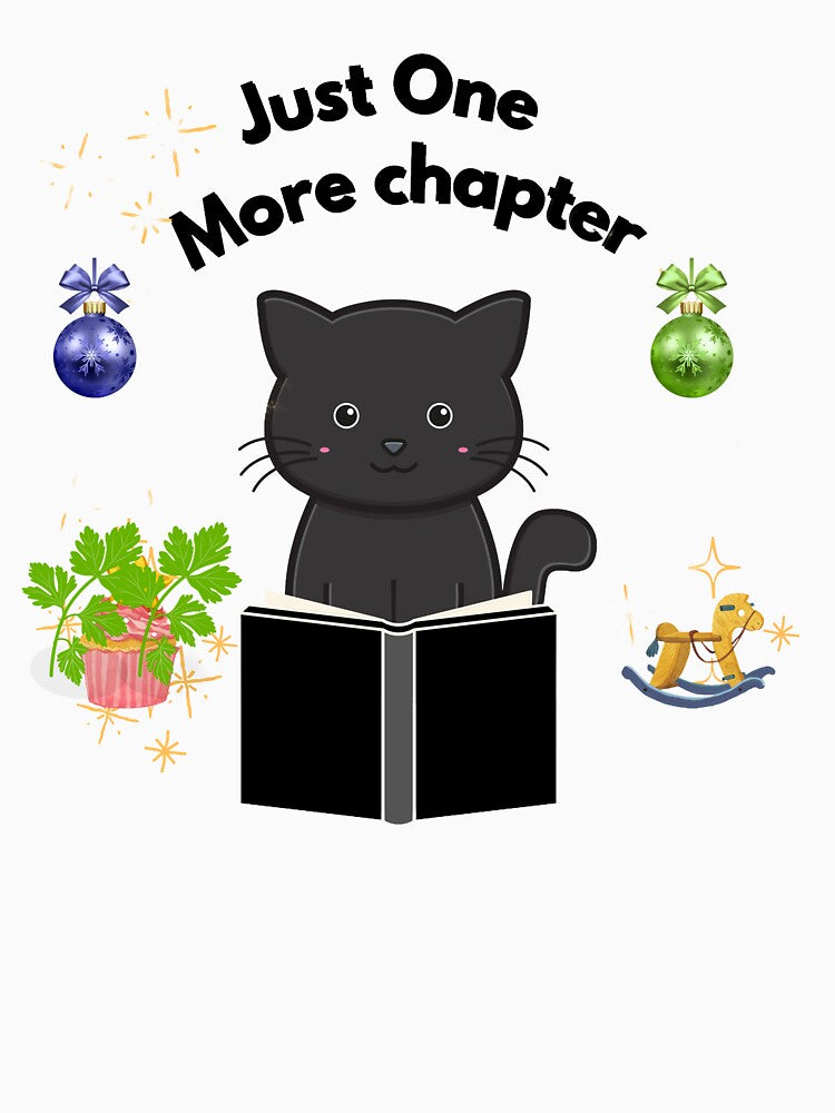 Just One More Chapter Cute Black Cat Reading Book Nerd by vibecraft_studio2