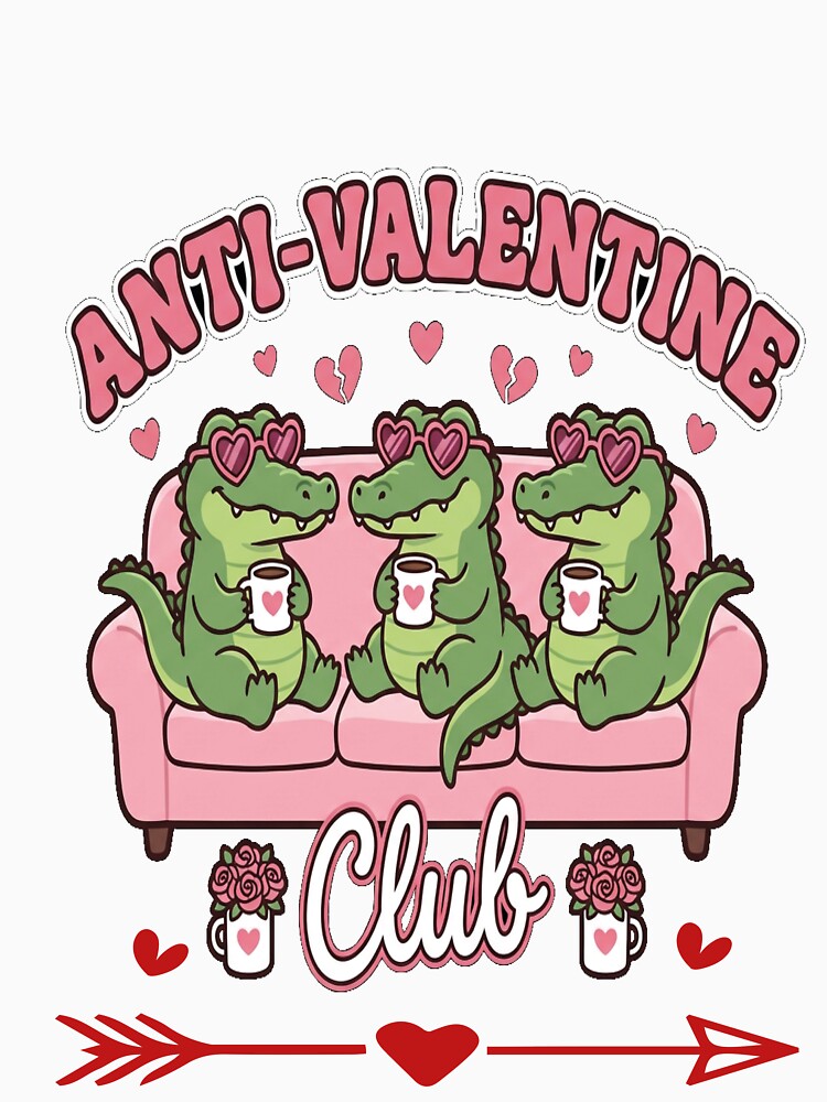 Anti Valentine Club – Funny crocodile Valentine Design for Singles & Galentines by SoftSoaring