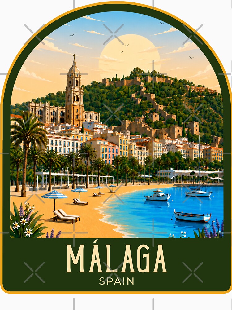 Málaga Vintage Travel Illustration by HomeLivingCo