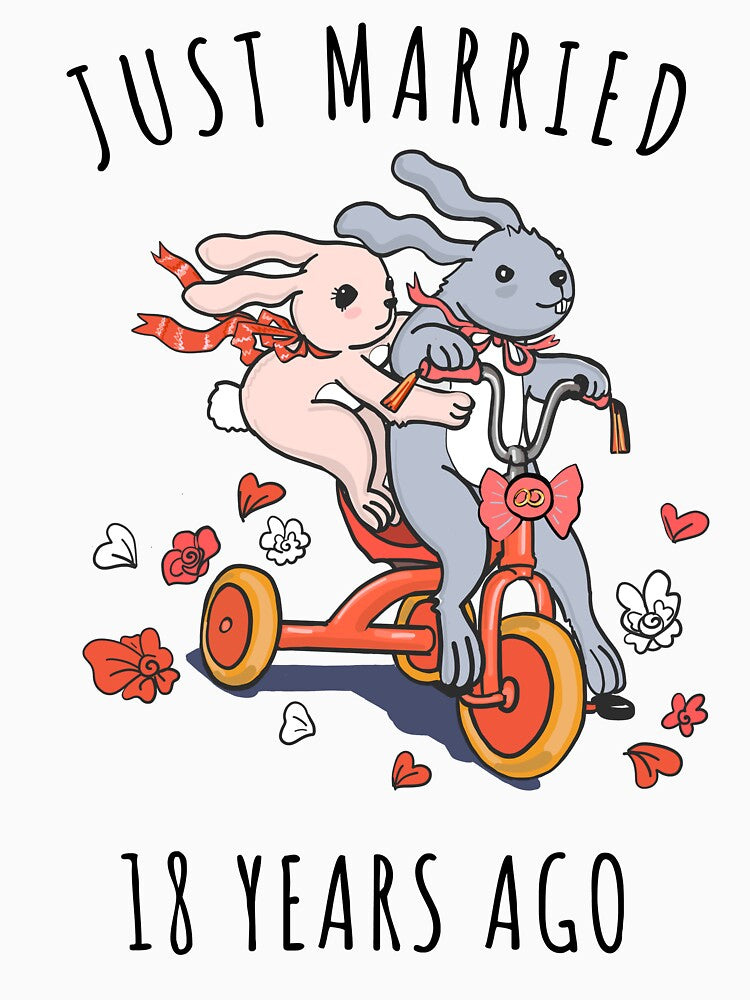 Just Married 18 Years Ago - 18th Anniversary Couple Bunnies Tee, Phone Cases And Other Gifts by MemWear