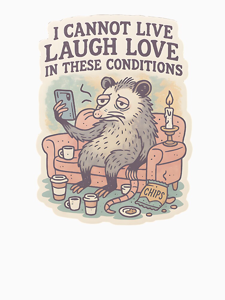 Possum Sticker I Cannot Live Laugh Love in These Conditions | Funny Trash Possum Aesthetic | Sad but Cute Vibes by MellowPeach
