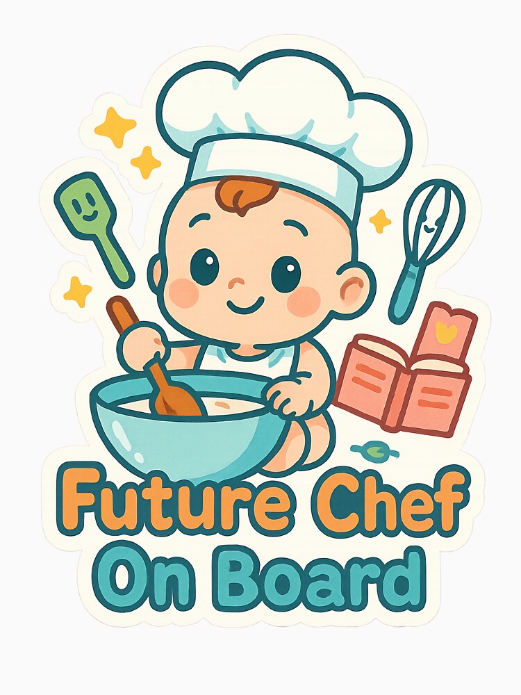 Future Chef Baby On Board Cooking Art by Trendy Sticker & Merch Collection - Express Yourself