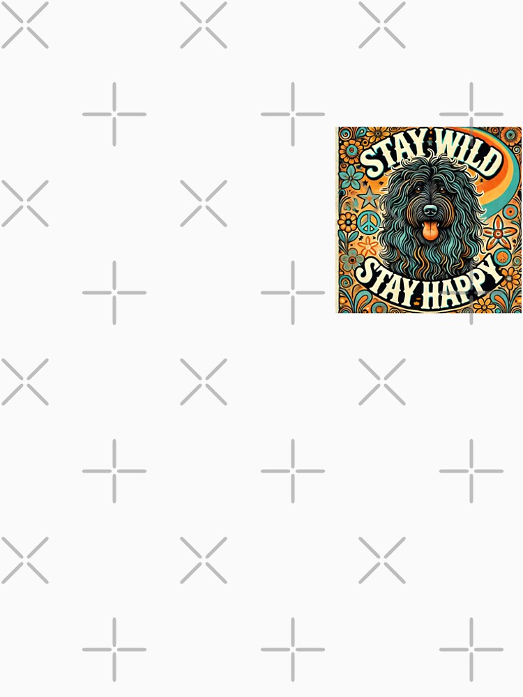 Stay Wild, Stay Happy - Retro Puli Dog Hippie Illustration by ANIARTONLINE