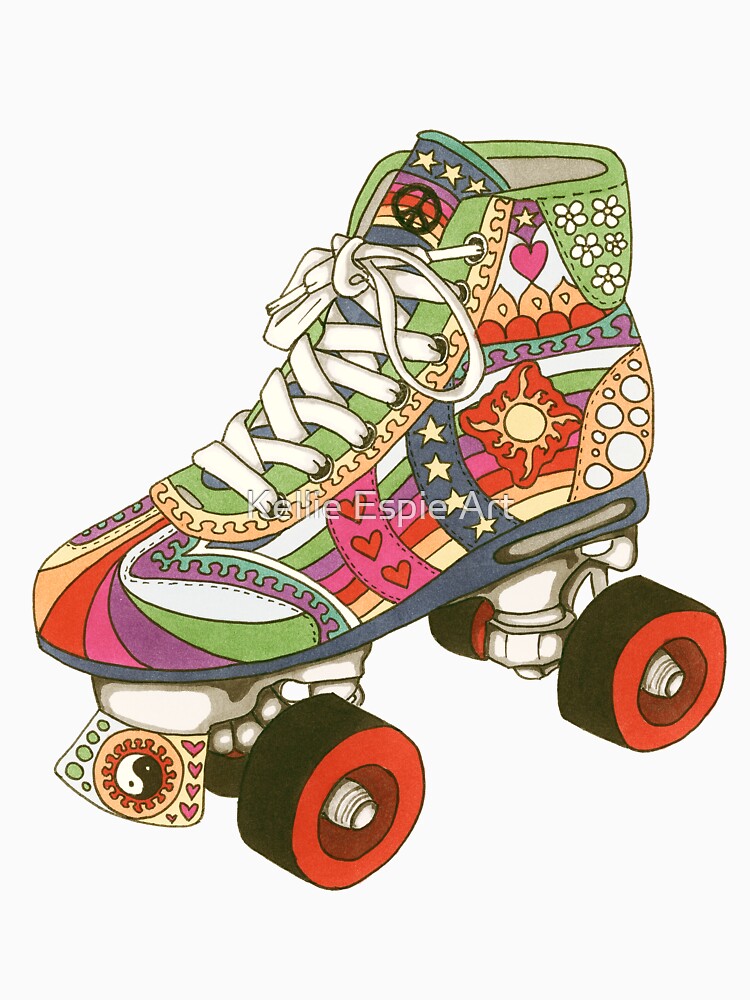 Vintage Psychedelic Derby Skate Art Taupe– Retro Hippie Rainbow Groovy Peace Design by Kellie Espie Art