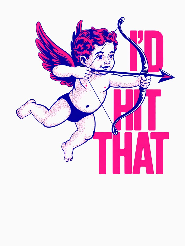 Retro Risograph Cupid Running with Bow by Bloomkept