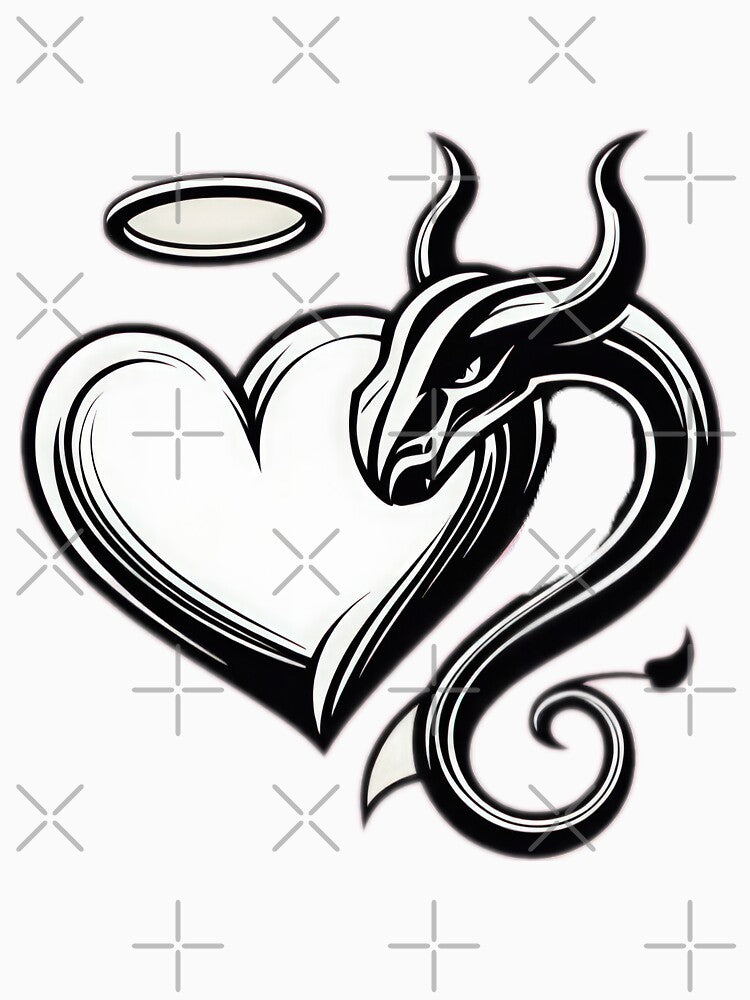 Valentines Day angel and snake demon couple heart,Valentine couple,valentine heart,valentine art,valentine design by Expressions-Sel
