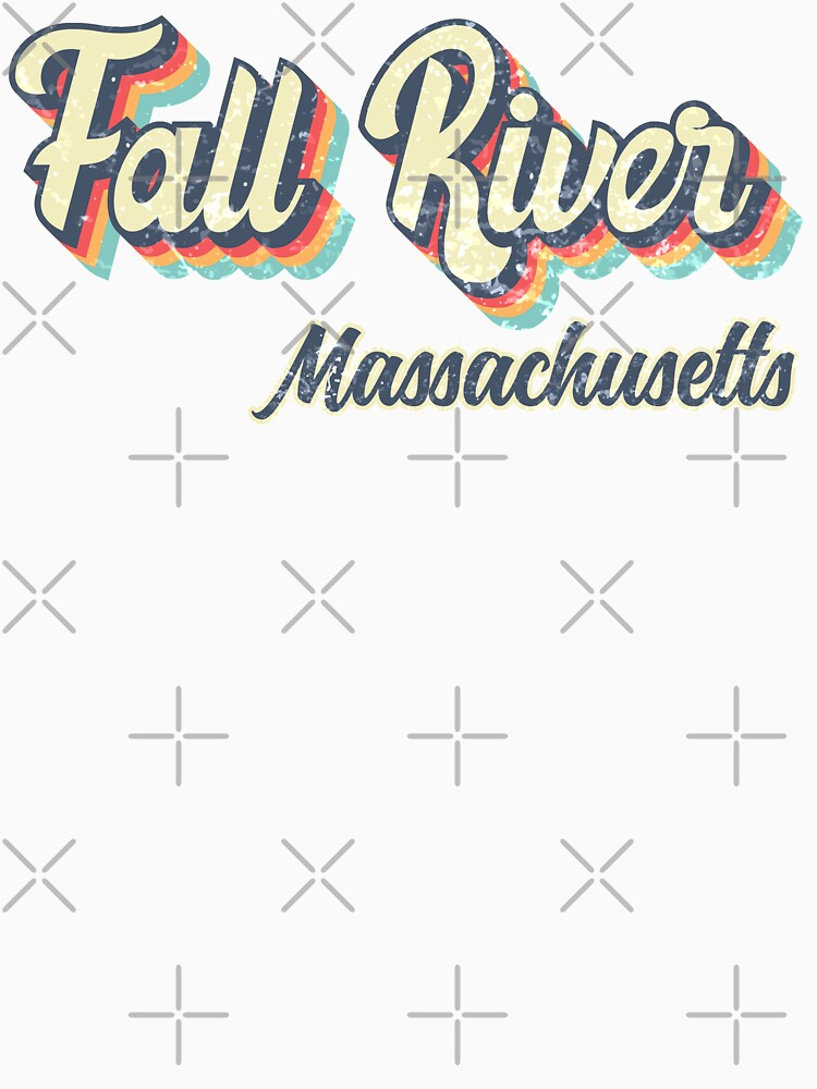 Fall River City Massachusetts Retro Vintage 70s rainbow by Teelogic