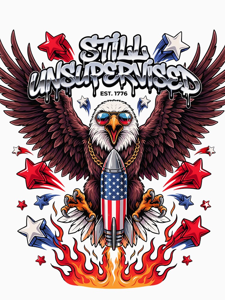 Still Unsupervised Gangster Eagle Gold Chain Rocket Tee v3 by DarylWelsh2024