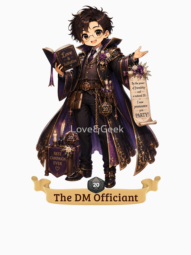 The DM Officiant | Chibi design wedding for role-playing couples Dungeon Master by Love&Geek