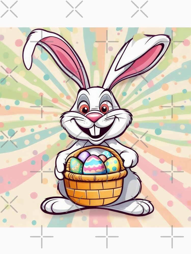 funny Easter bunny  with a basket with colored eggs, funny easter,Happy Easter,Easter Day,easter illustration,Easter by Expressions-Sel