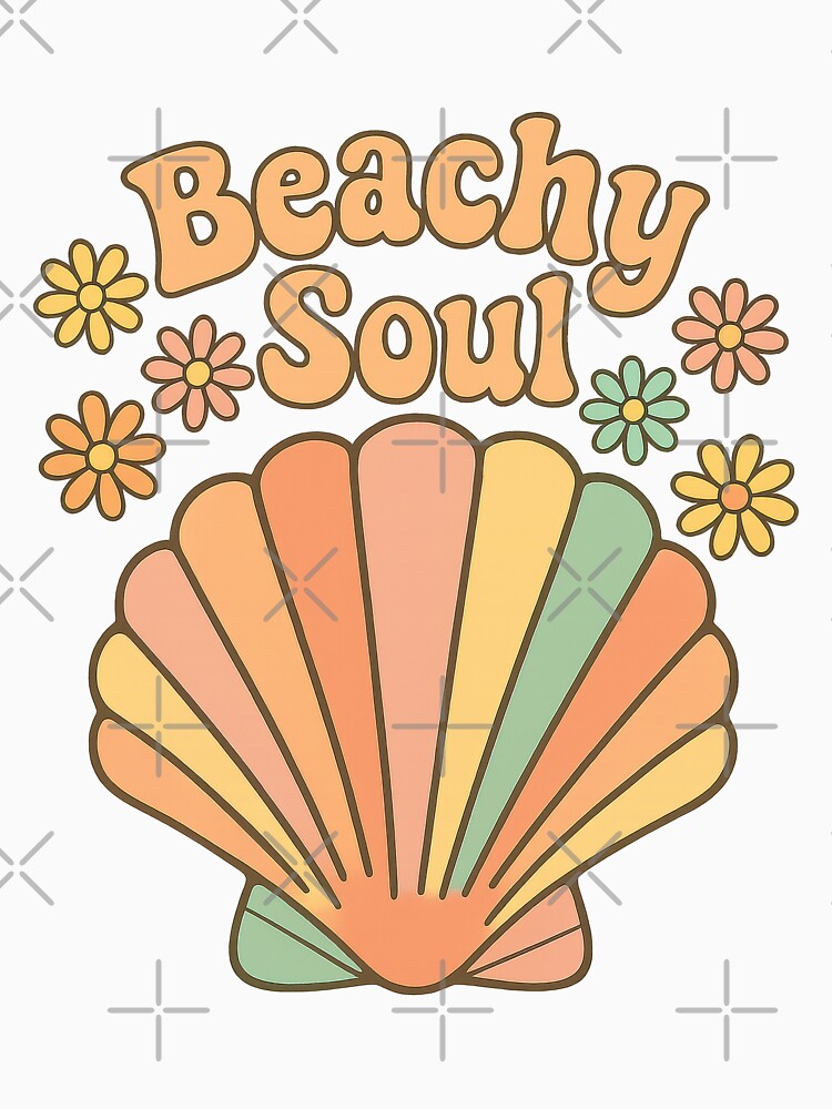Beachy Soul - Retro Pastel Seashell and Summer Vibes Design by inkoutninja