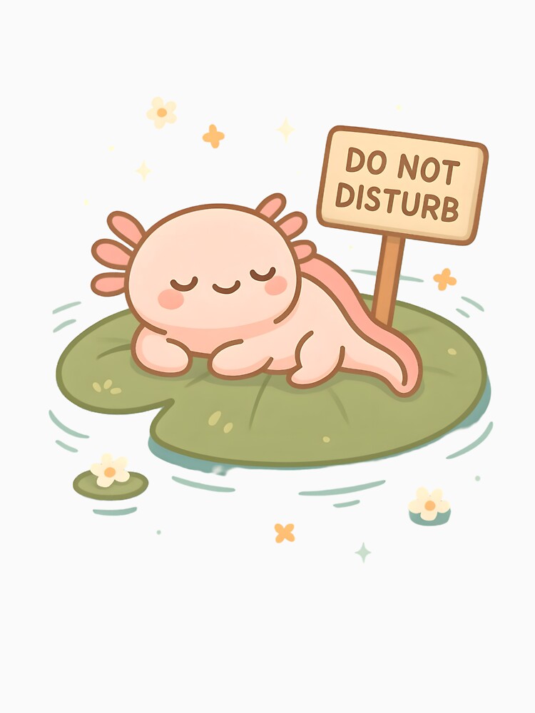 Do Not Disturb Axolotl – Cute Kawaii Sleepy Animal Art by ArtbotsGallery
