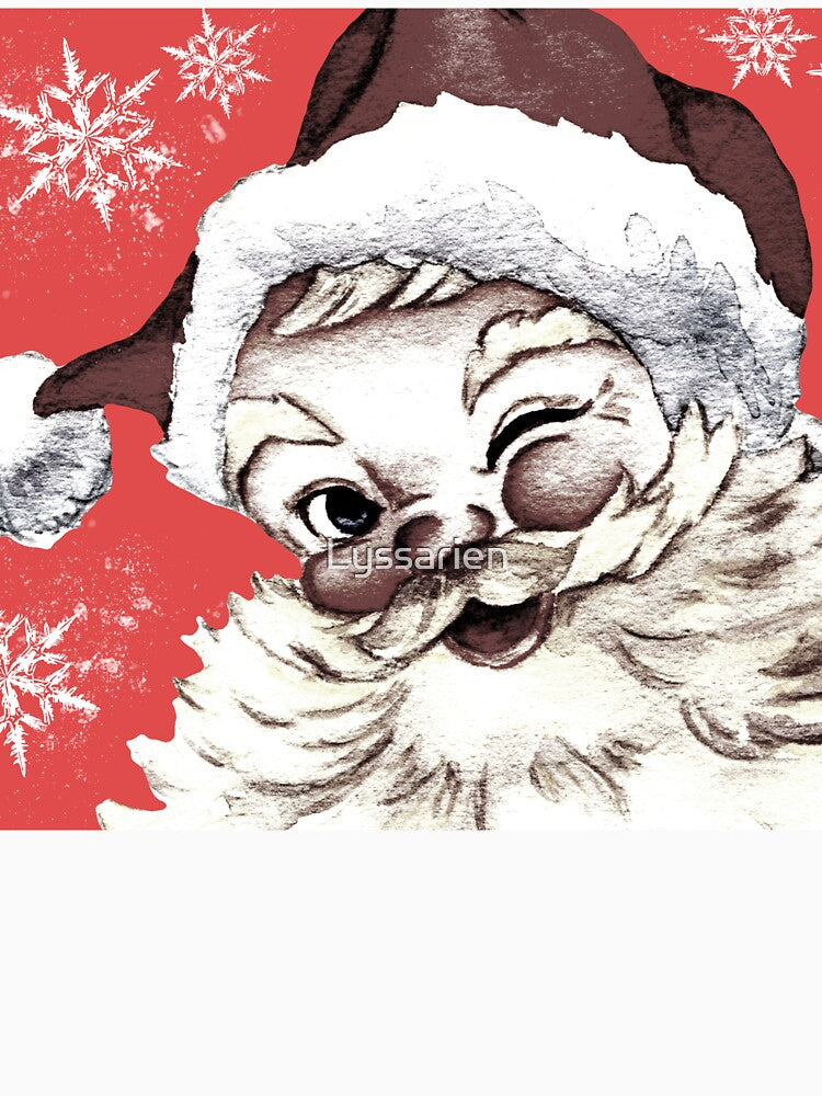 Vintage Santa Claus with Snowflakes on Pink by Coffee Lifestyle