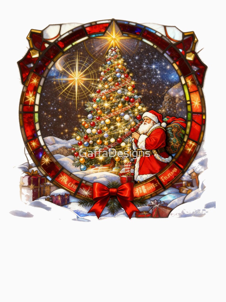 Vintage Santa Claus And Christmas Tree Traditional Christmas by GaffaDesigns