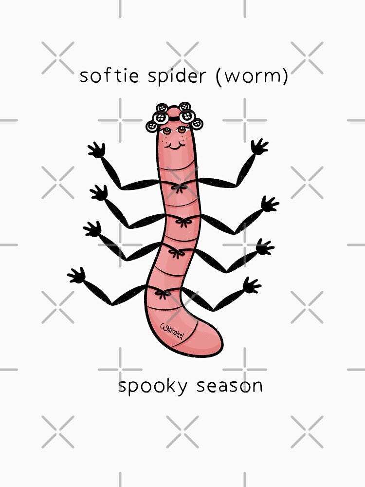 Softie Spider (Worm) Spooky Season with black text by whimsicalworman