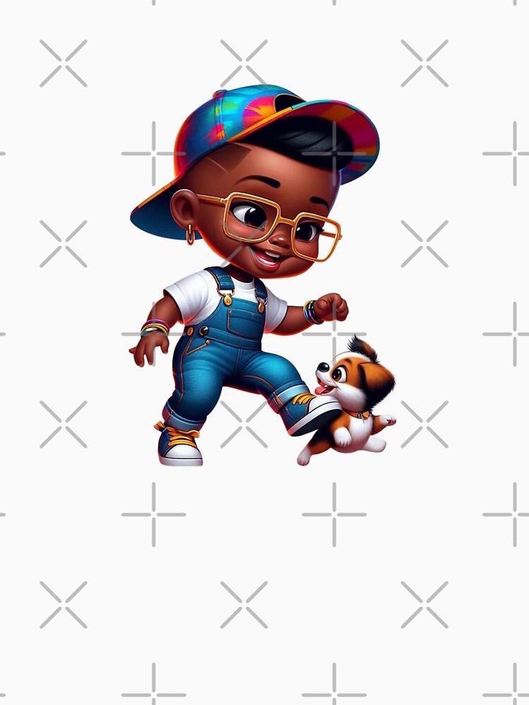 Cool Black Boy with Dog Illustration by Lulunza