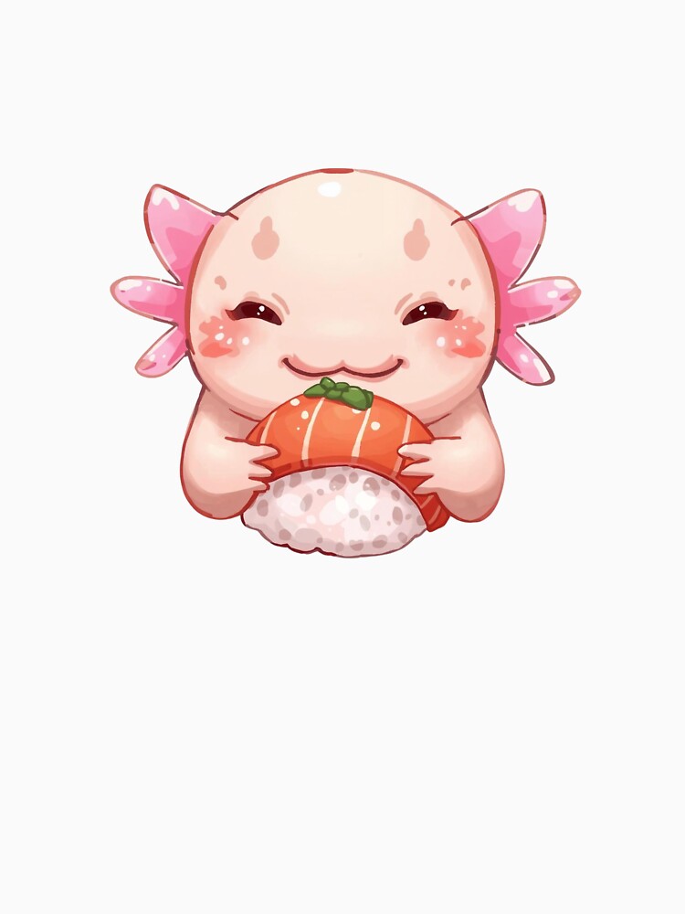 Cute Axolotl Eating Sushi by Pikalot