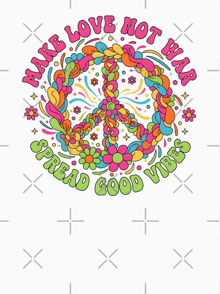 Make Love Not War: Vintage Psychedelic Peace Sign Floral Art by DailyVibesMerch