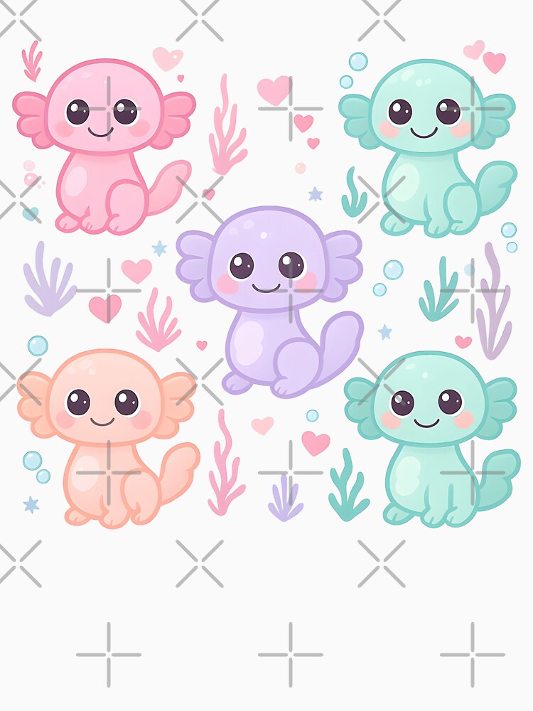 Kawaii Axolotl Seamless Pattern – Cute Pastel Amphibian Design by StickyGuys