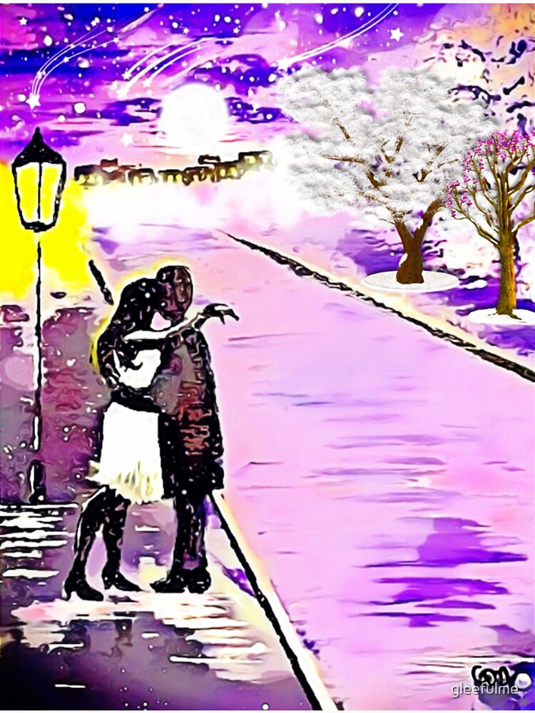 Romantic Couple Embracing Under Full Moon by gleefulme