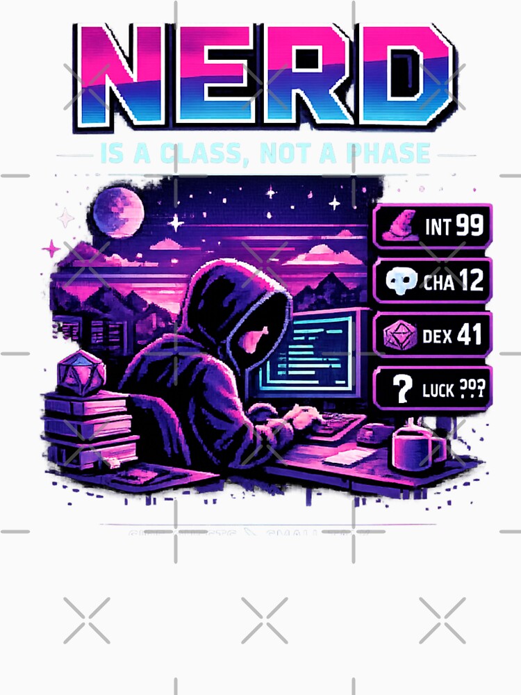 Nerd Is a Class Not a Phase – Gamer Coder RPG Retro Neon Design by MartBook