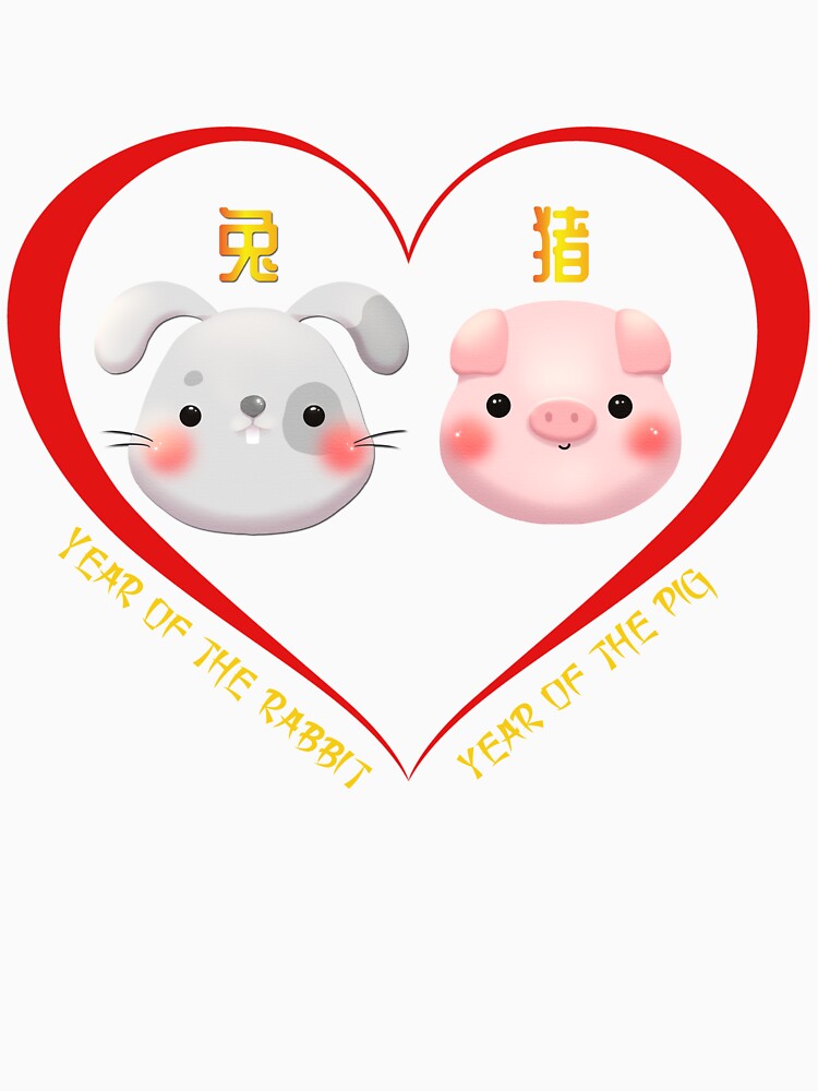 Year Of The Rabbit And Year Of The Pig Couples Cute Chinese Zodiac Animals by Karry-Pat