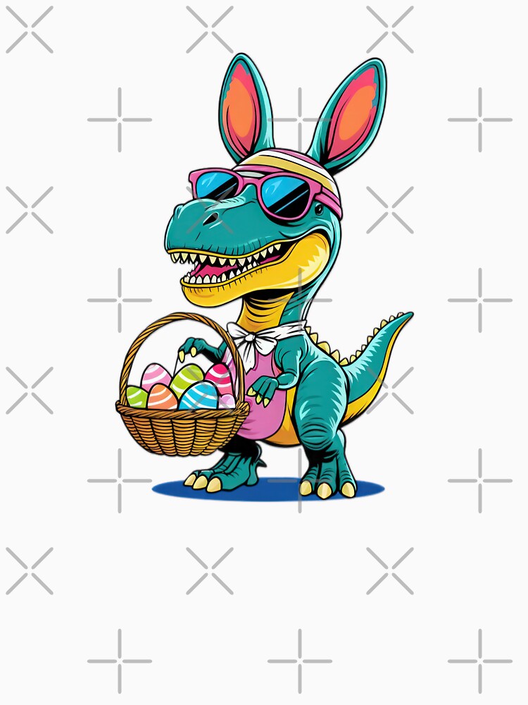 funny easter dinosaur bunny with colorful eggs ,Happy Easter,Easter Humor,Easter Day,funny easter design by Expressions-Sel