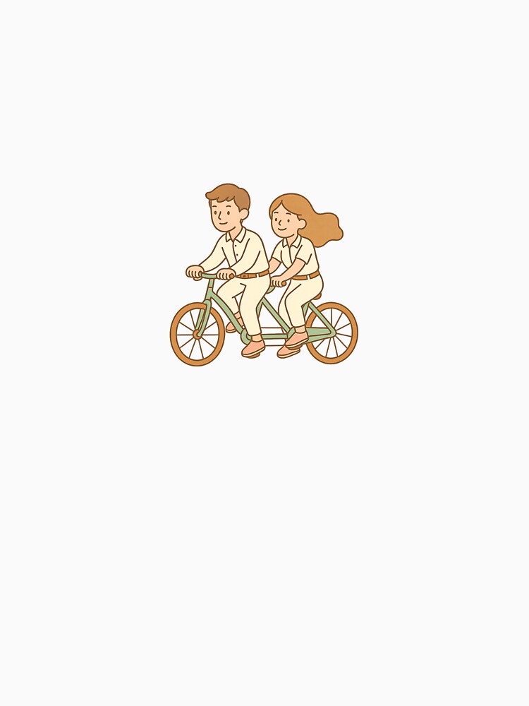 Pastel Couple Riding Tandem Bike PNG Transparent | Warm Cartoon Love Illustration by ยี่มมี่โคซี่