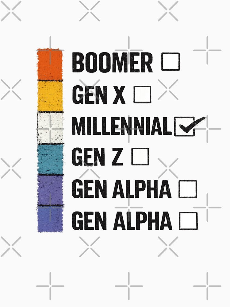Boomer Gen X Millennial Gen Z Gen Alpha Generation Checklist Funny Millennial Gift by SHREE ART STUDIO