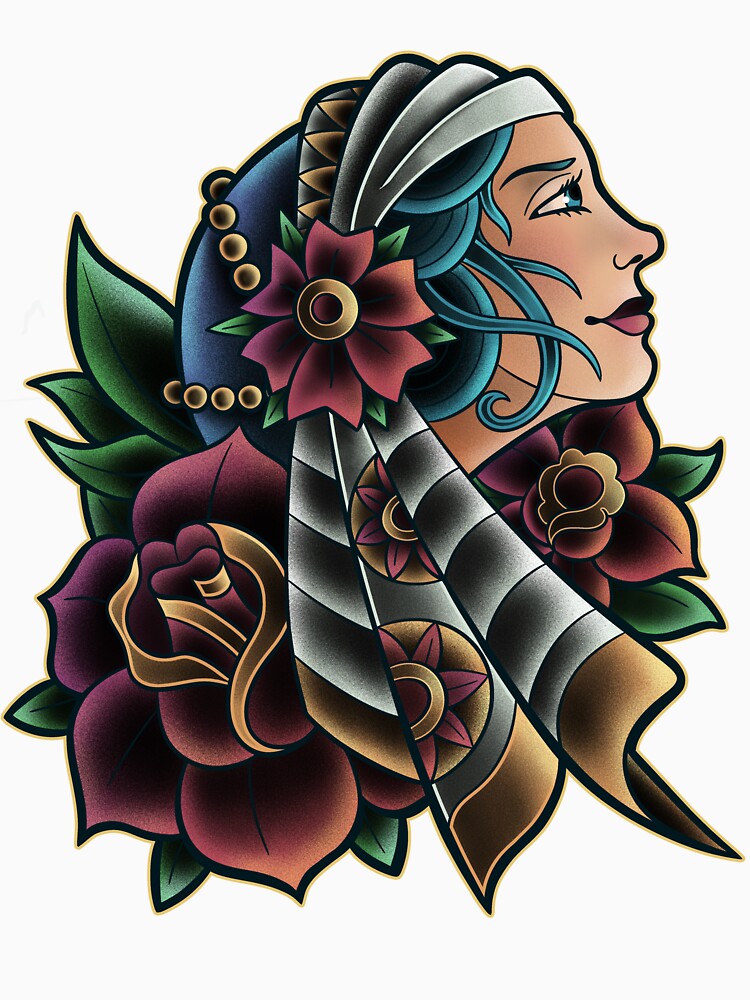 Woman Face T-shirt by Invoked-ink