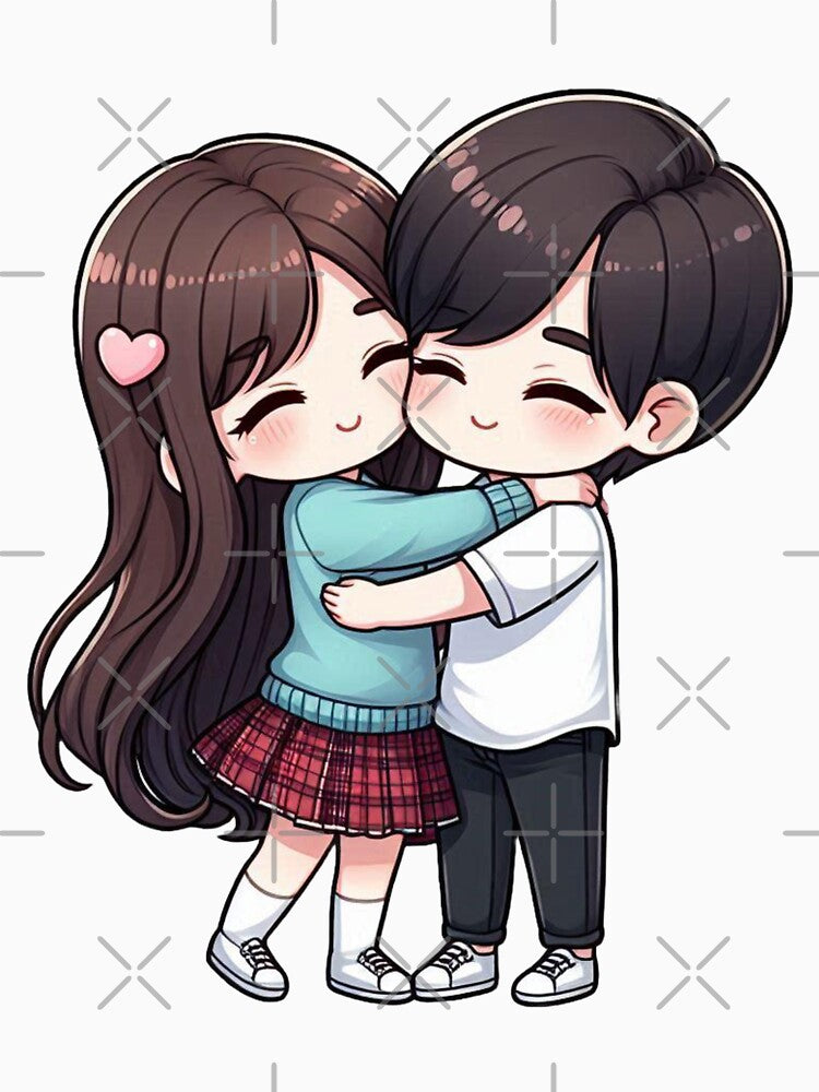 Cute Couple Hugging – Romantic Love Illustration, Sweet Couple Art for Gifts & Decor by TrendyDesign159