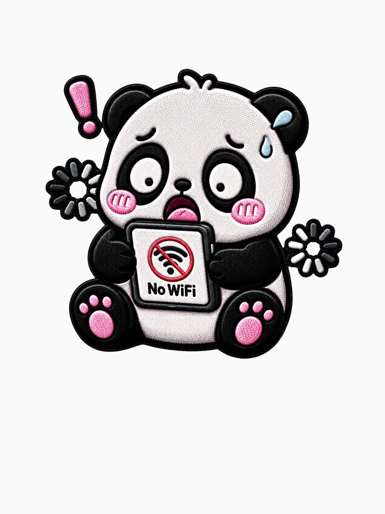 WiFi Lost Panda Embroidery Patch Funny Kawaii by ColorSplash123