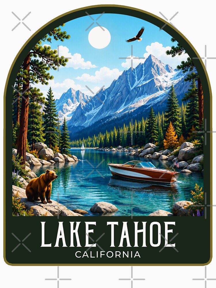 Lake Tahoe Vintage Travel Illustration by HomeLivingCo